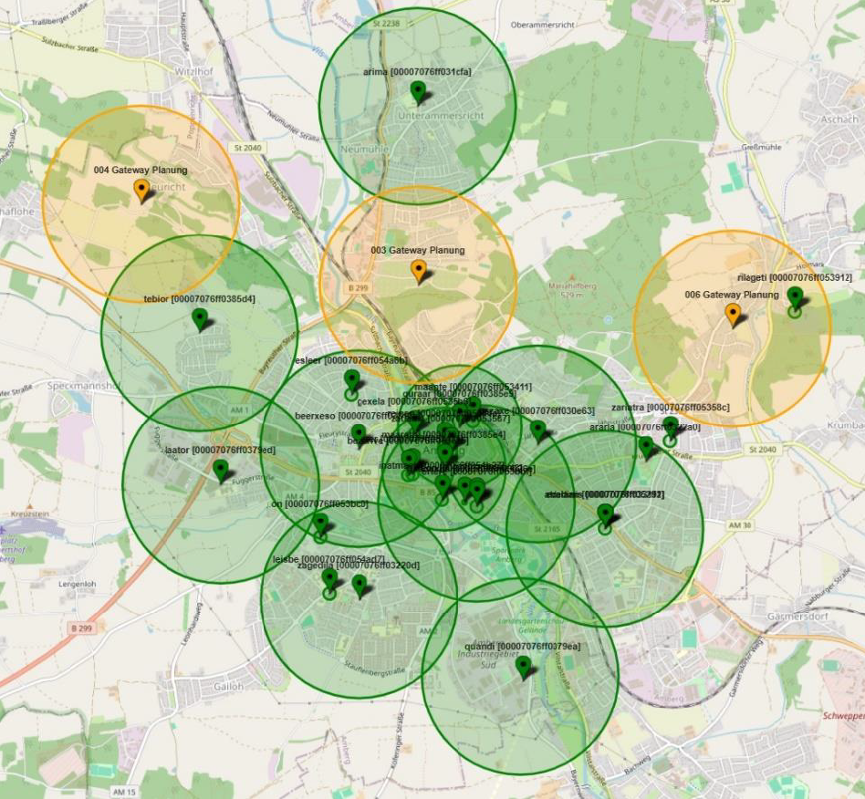 Netzabdeckung der Stadtwerke Amberg