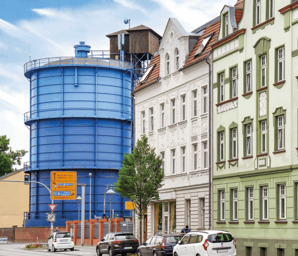 Der historische Gaskessel der Stadtwerke Bernau
