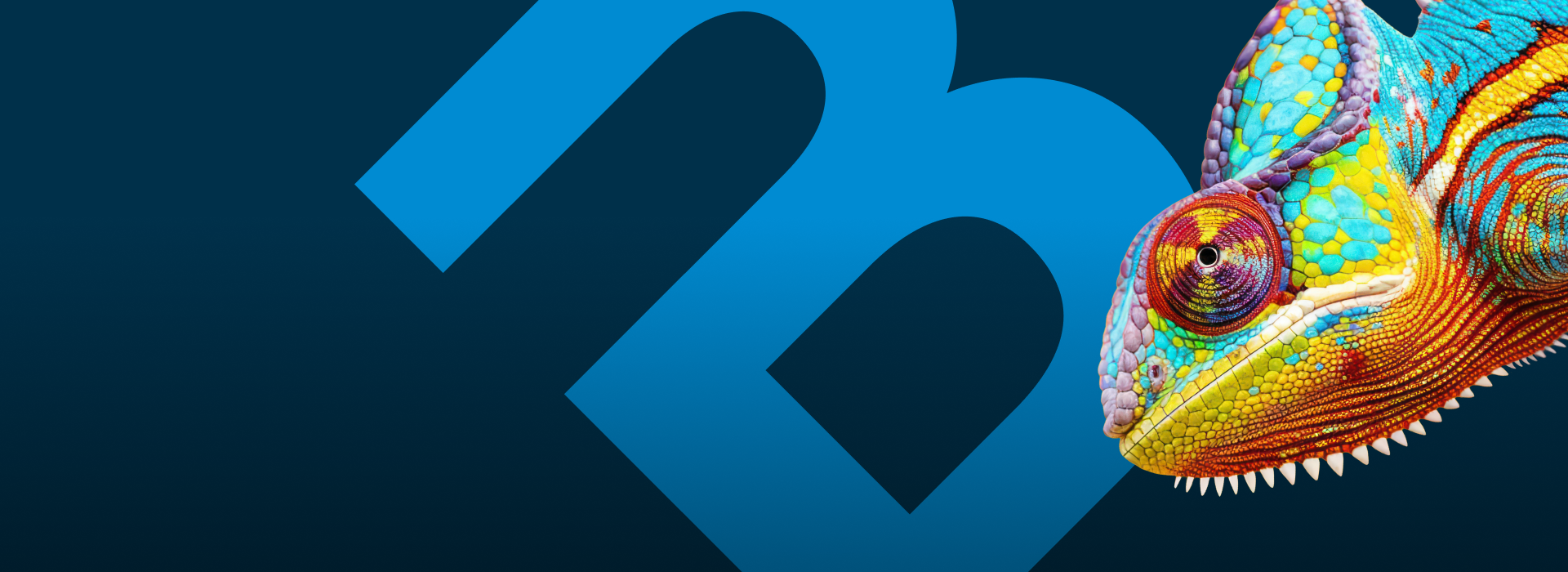 Blauer B.One Hintergrund mit Chamäleon