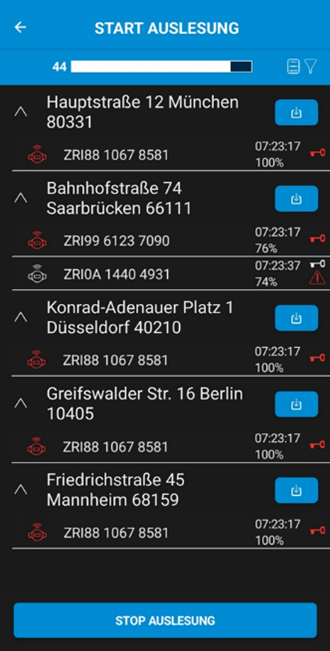 Auslesung B.One Device Manager
